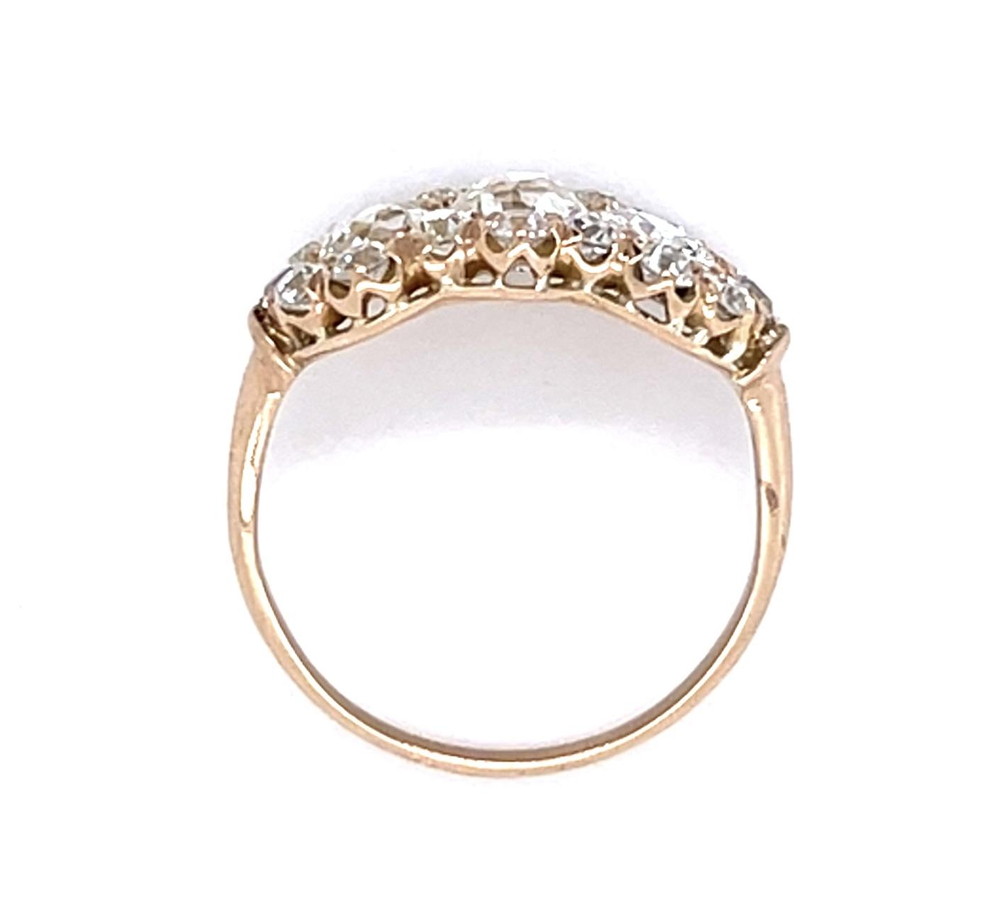 Edwardian 1.31ct Old European Diamonds (3 Centers) Cluster Ring (Antique 1900s)