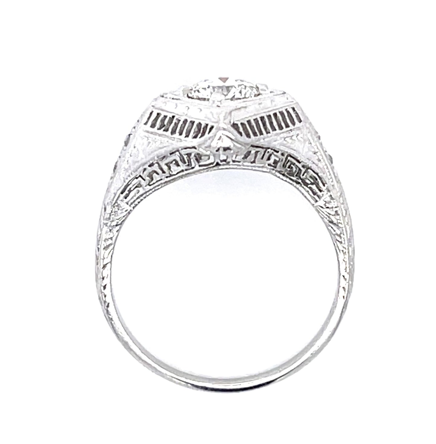 Art Deco Ring .64ct Old European Diamond Platinum Ring (Antique 1920s) 4g 7 Size