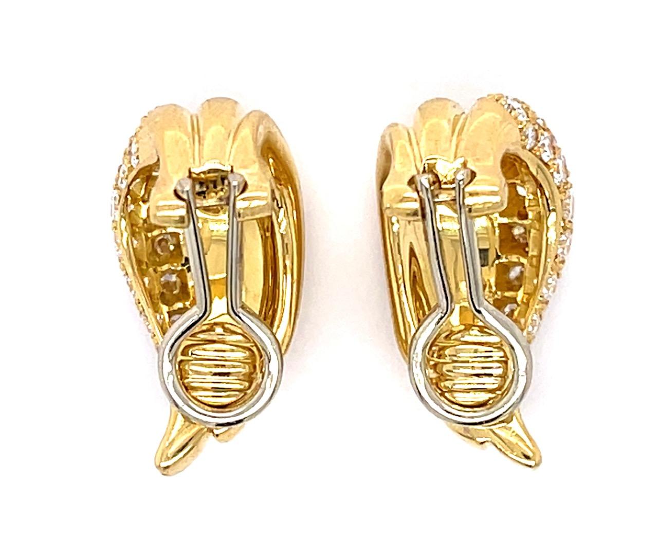 1.25ct Diamond 18KY Earrings (Estate 1970s) 16.90g 1"