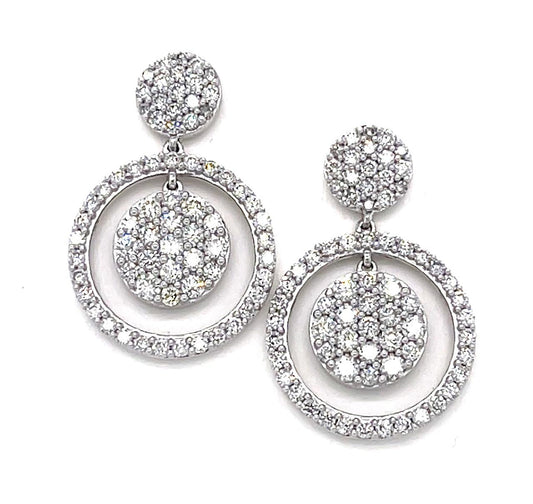 2.10ct Diamond 14KW Earrings 6.50g 1"