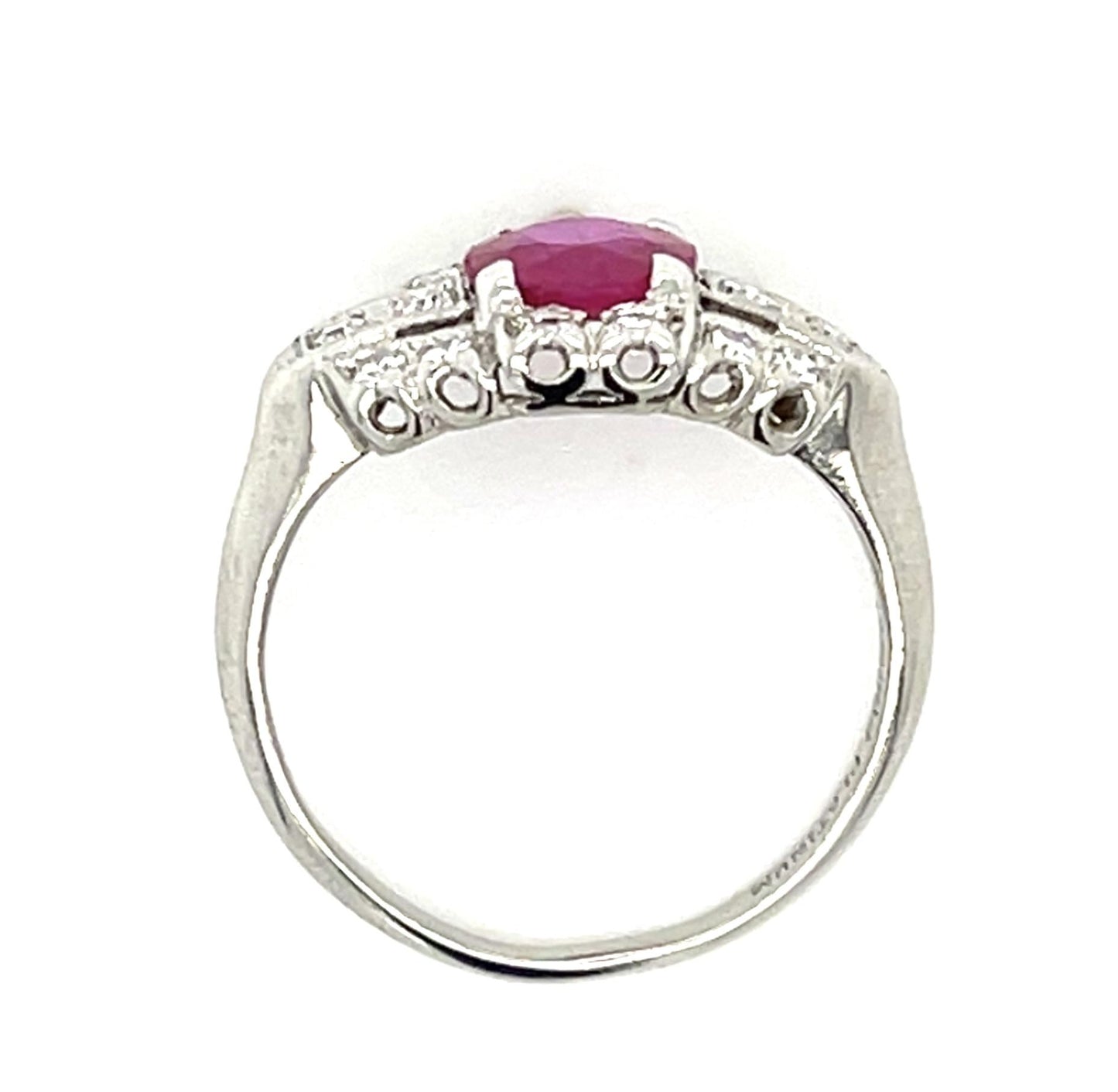 Art Deco .85ct Burma Ruby (No Cert) .40ct Diamond Platinum Ring (Vintage 1930s)