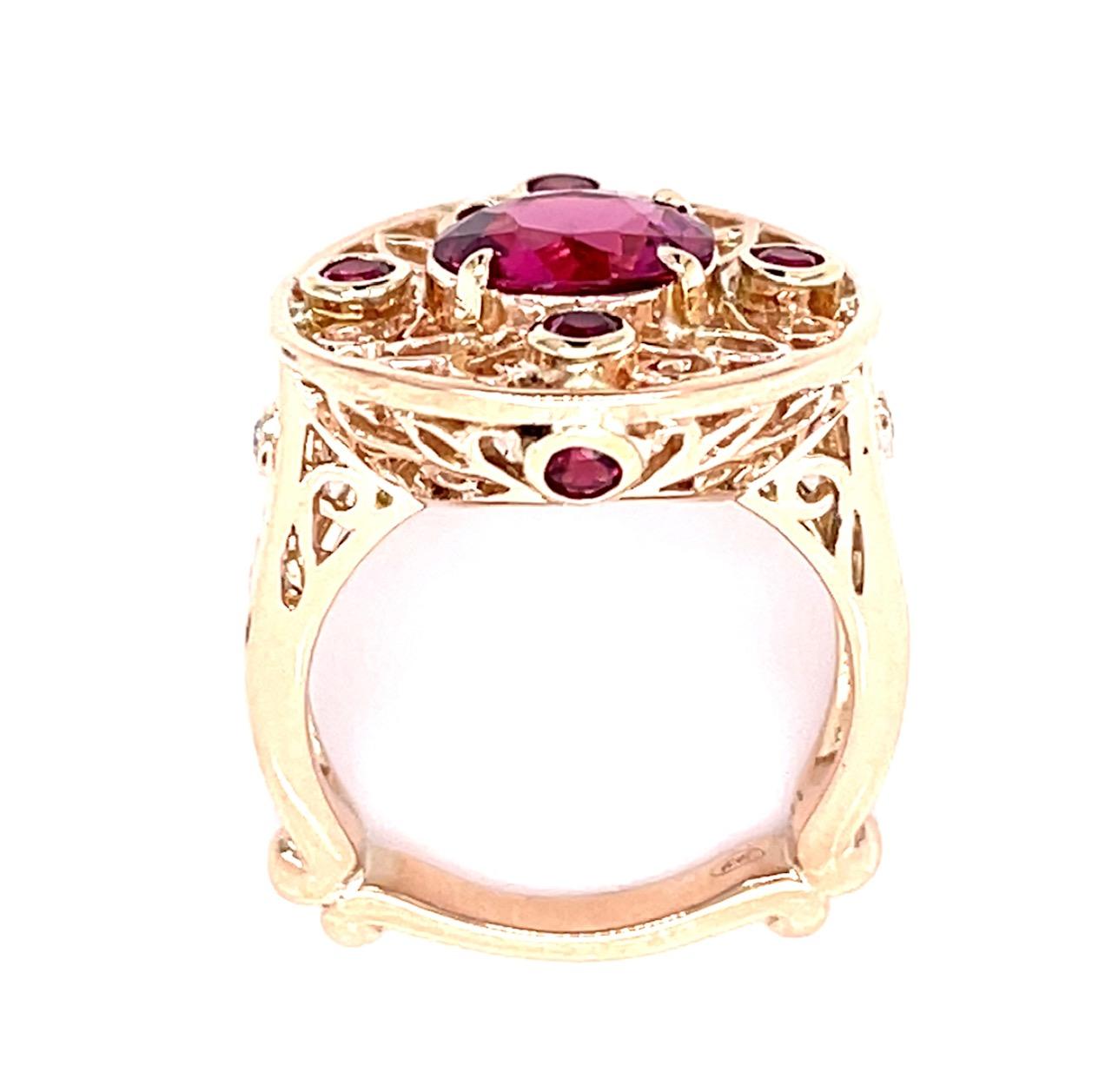 2.20ct Pink Tourmaline 14KY Rose Gold Ring Signed Dallas Prince 9.10g 7 Size