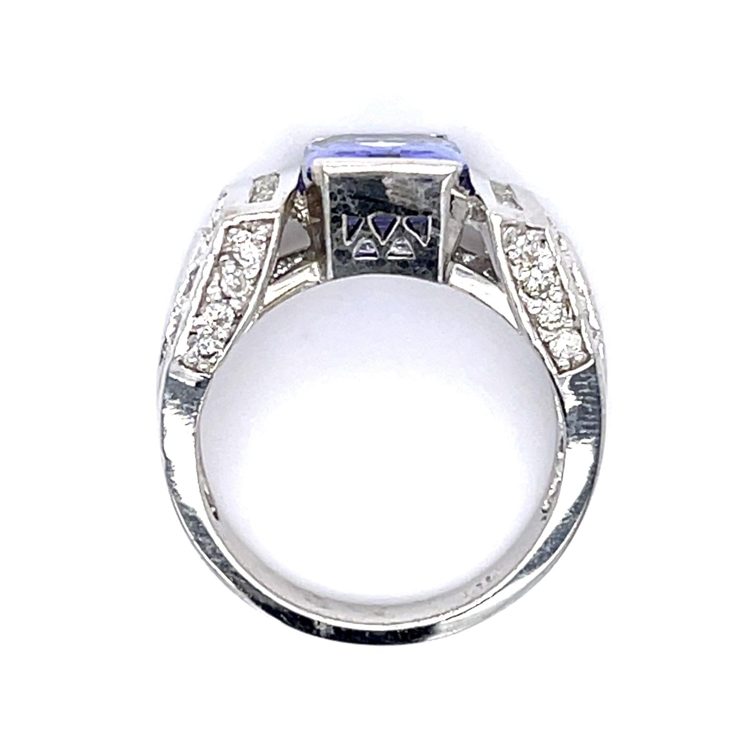2.85ct Emerald Cut Tanzanite .58ct Diamond 14KW Ring 7.17g 6.75 Size