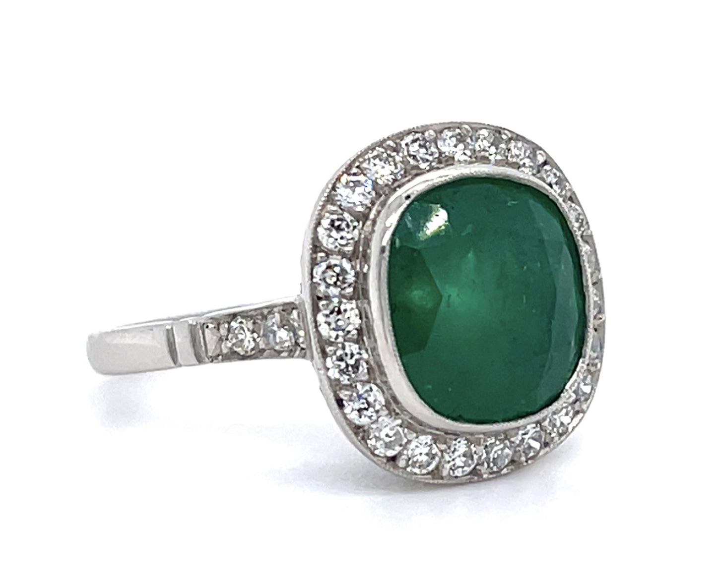 4.17ct Colombian Emerald .68ct Diamond Platinum Handmade Ring