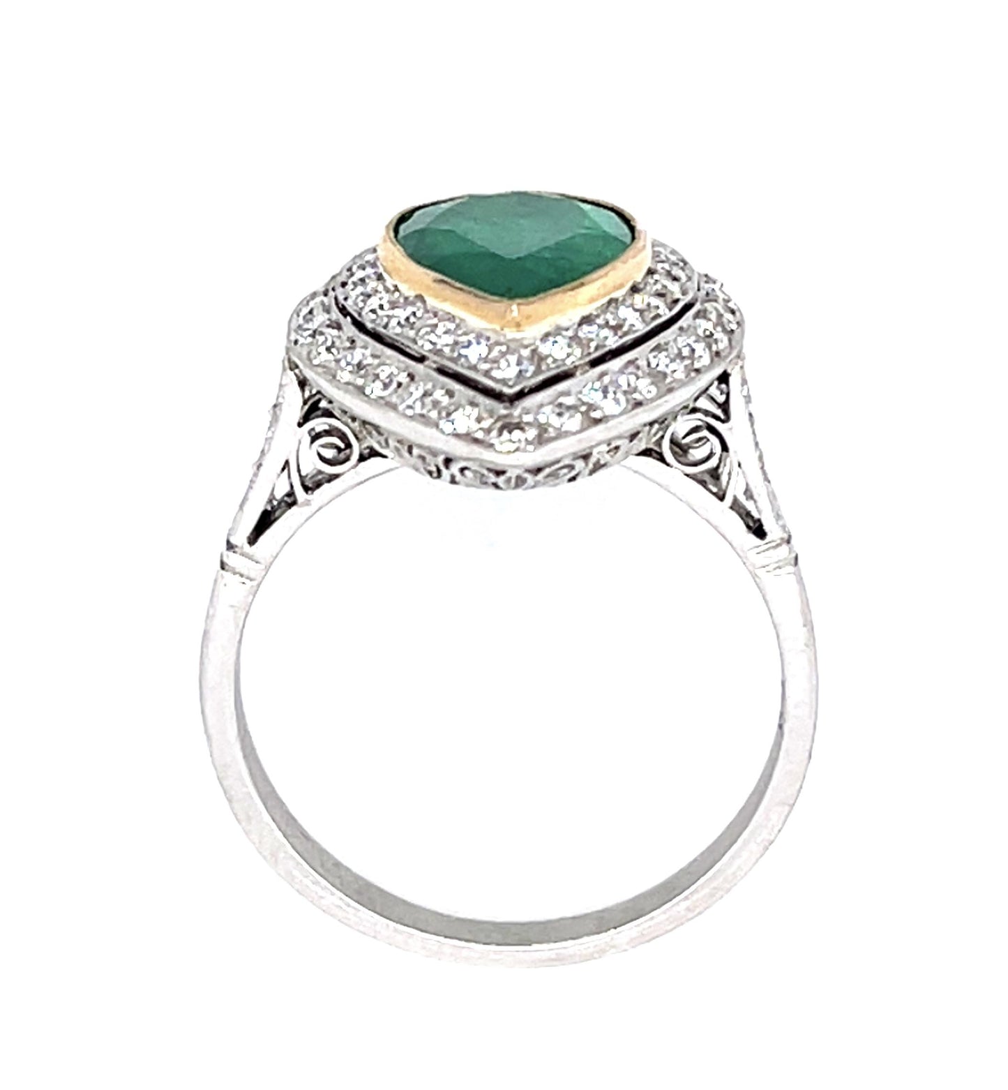 2.60ct Colombian Pear Emerald (No Cert) .71ct Diamond Platinum Handmade Ring