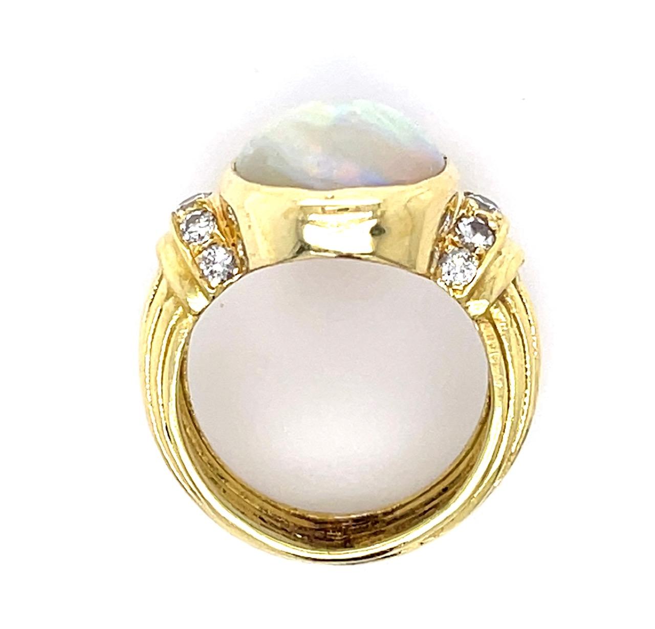6.50ct Australian Opal .34ct Diamond 18KY Ring (Estate 1970s) 9g 6.25 Size