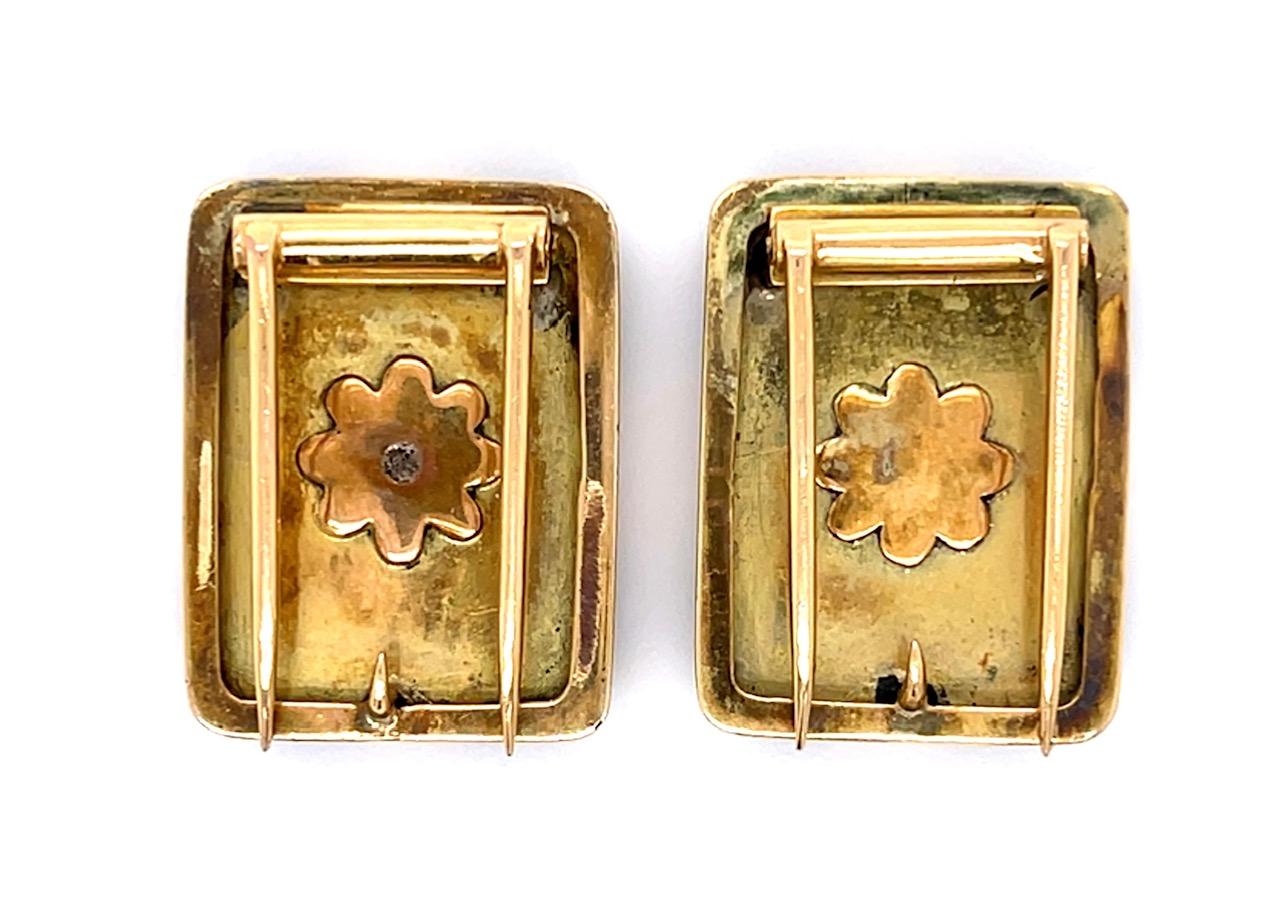 Victorian 14KY Carved Figure Cameo Cufflinks (Antique 1880s) 17.21g 1" Length