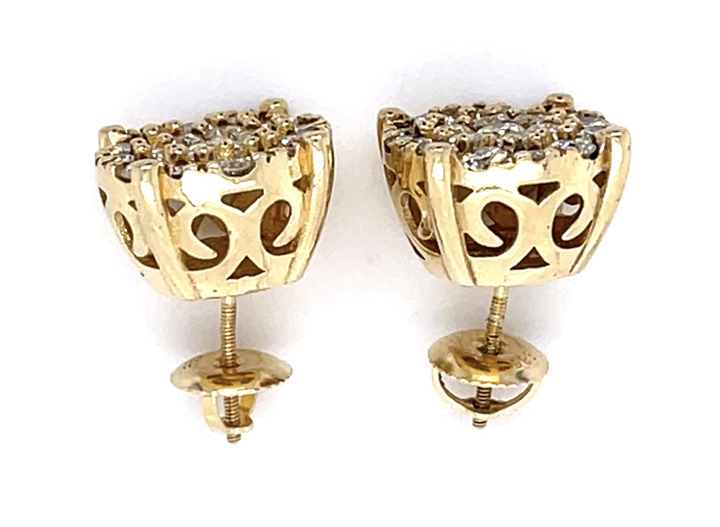 1.75ct Diamond 14KY Cluster Earrings JAGI Cert 5.30g