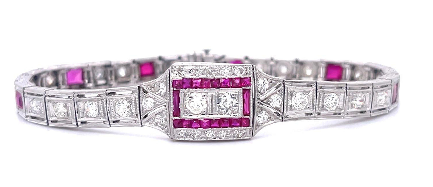 Art Deco 3ct (22 Old European Diamonds) Platinum Bracelet (Antique 1920s)