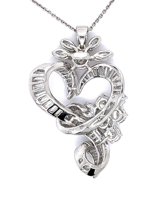 2.96ct (7 Round Dia) 2.75ct (56 Baguette Dia) .66ct (4 Marquise Dia) PT Pendant