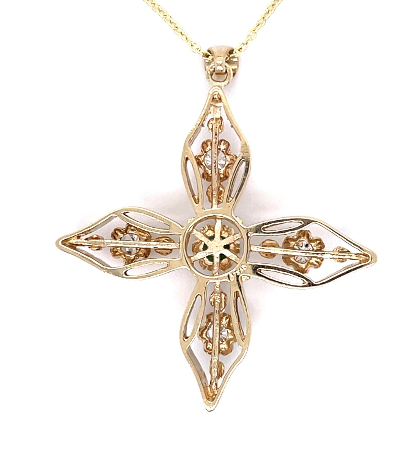 .70ct Diamond .30ct Emerald 14KY Pendant 8.59g 1.50"