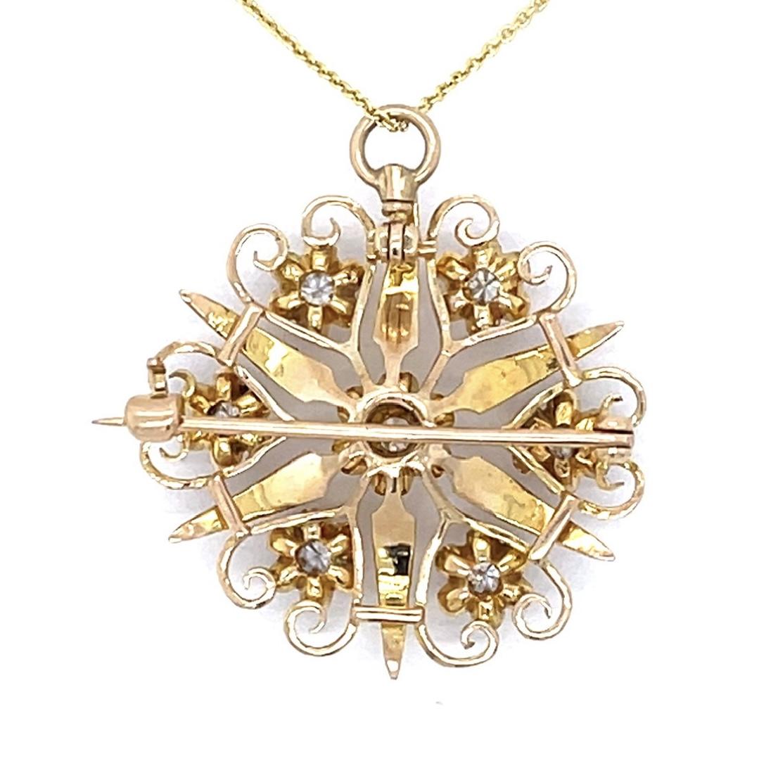 Victorian .52ct Round Diamonds 14KY Pendant (Antique 1900s)