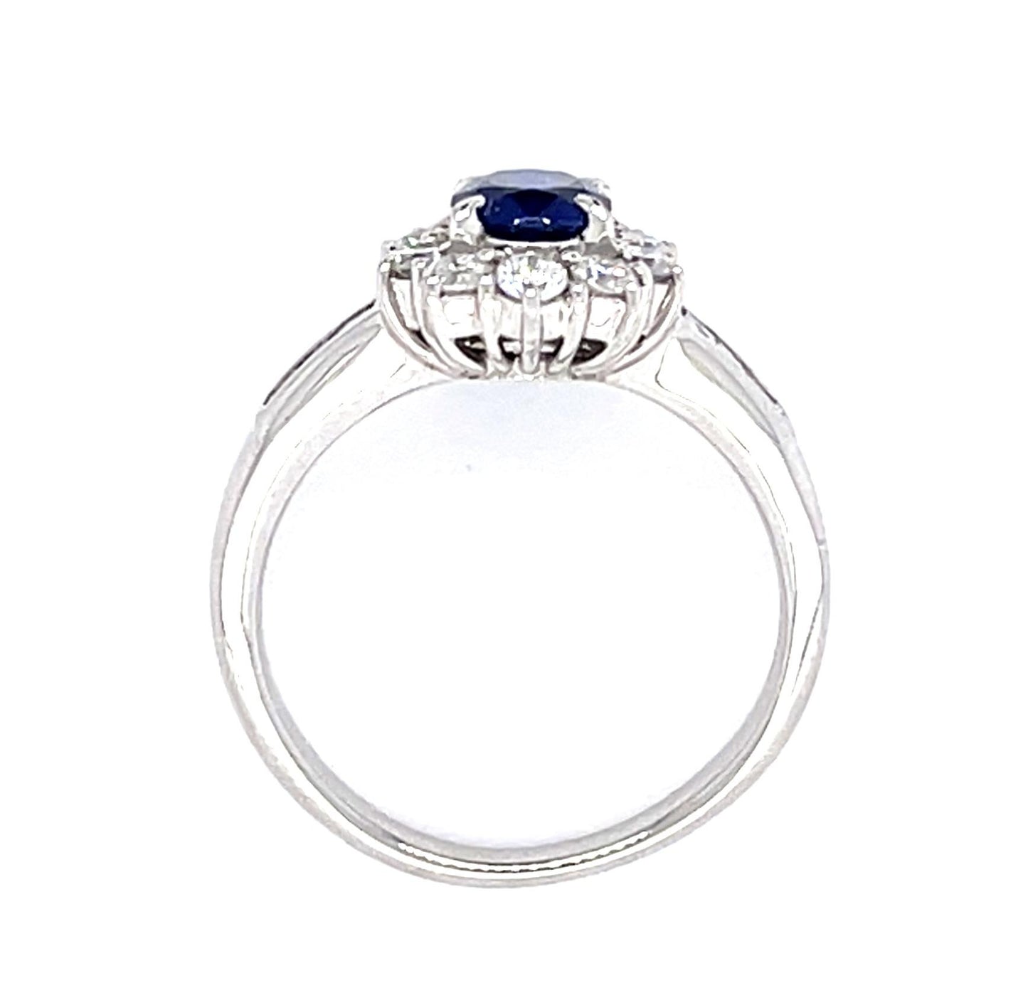 .77ct Sapphire .58ct twt(dia) PT Ring 6.10g Size 5.75