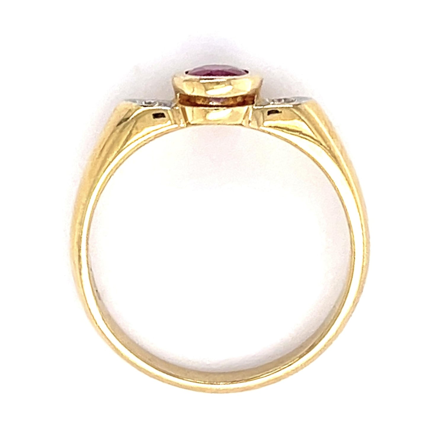 18KY Ruby & Diamond Ring 0.60ct(rby) 0.08ct twt(dia) ESTATE Size 6