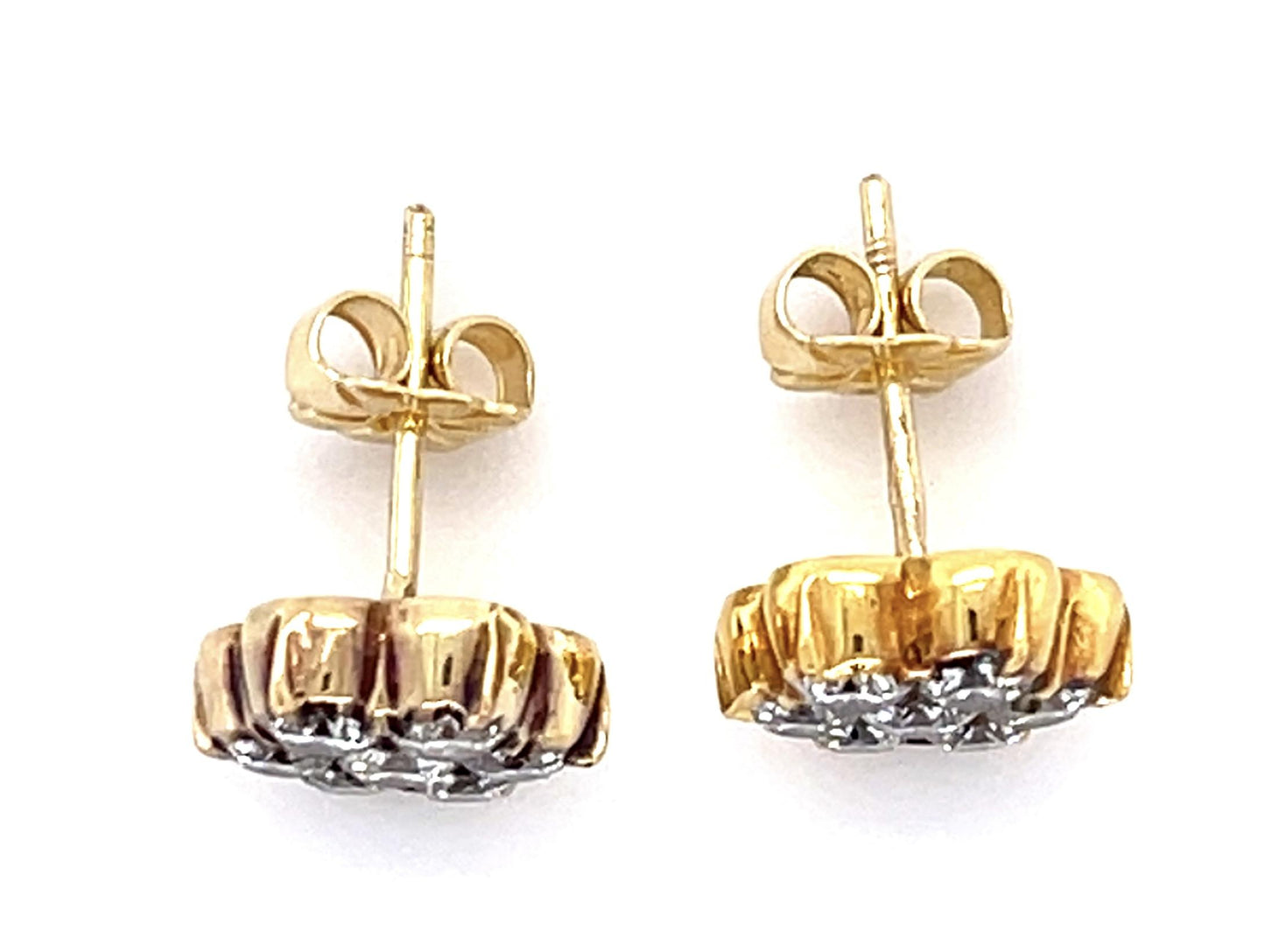 1.12ct Diamond 22KY Diamond Stud Estate Earrings 3.7gr 14KY Backs