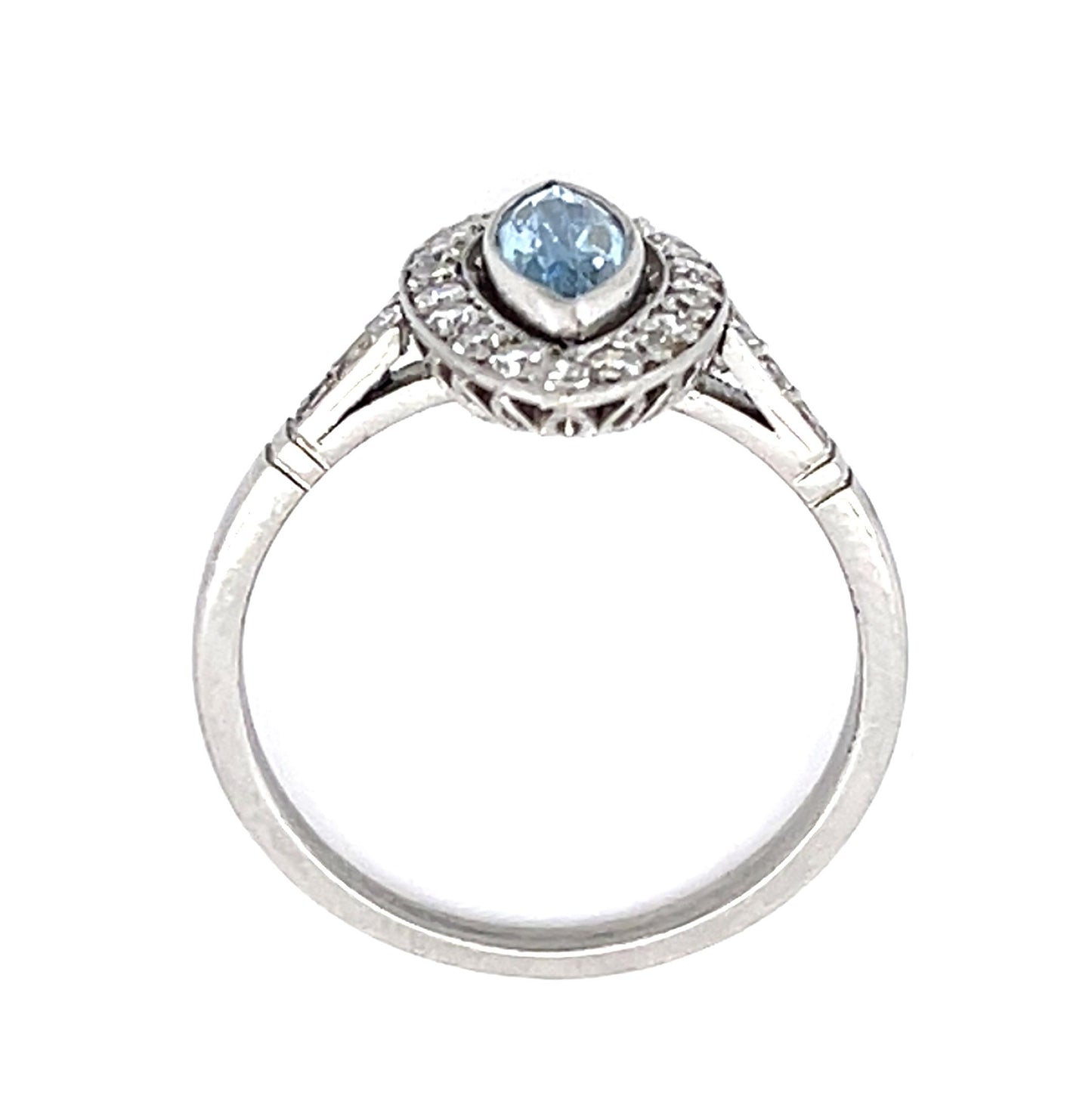 PL Aquamarine & Diamond Ring Handmade 4.3gr 0.50ct(aq) 0.52ct twt(dia)