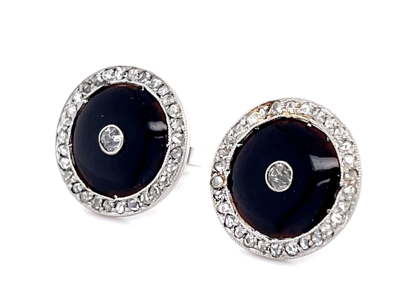 PL Diamond Art Deco Earrings 3.2gr 1.05ct(dia) Circa 1920s ESTATE Length 1/2