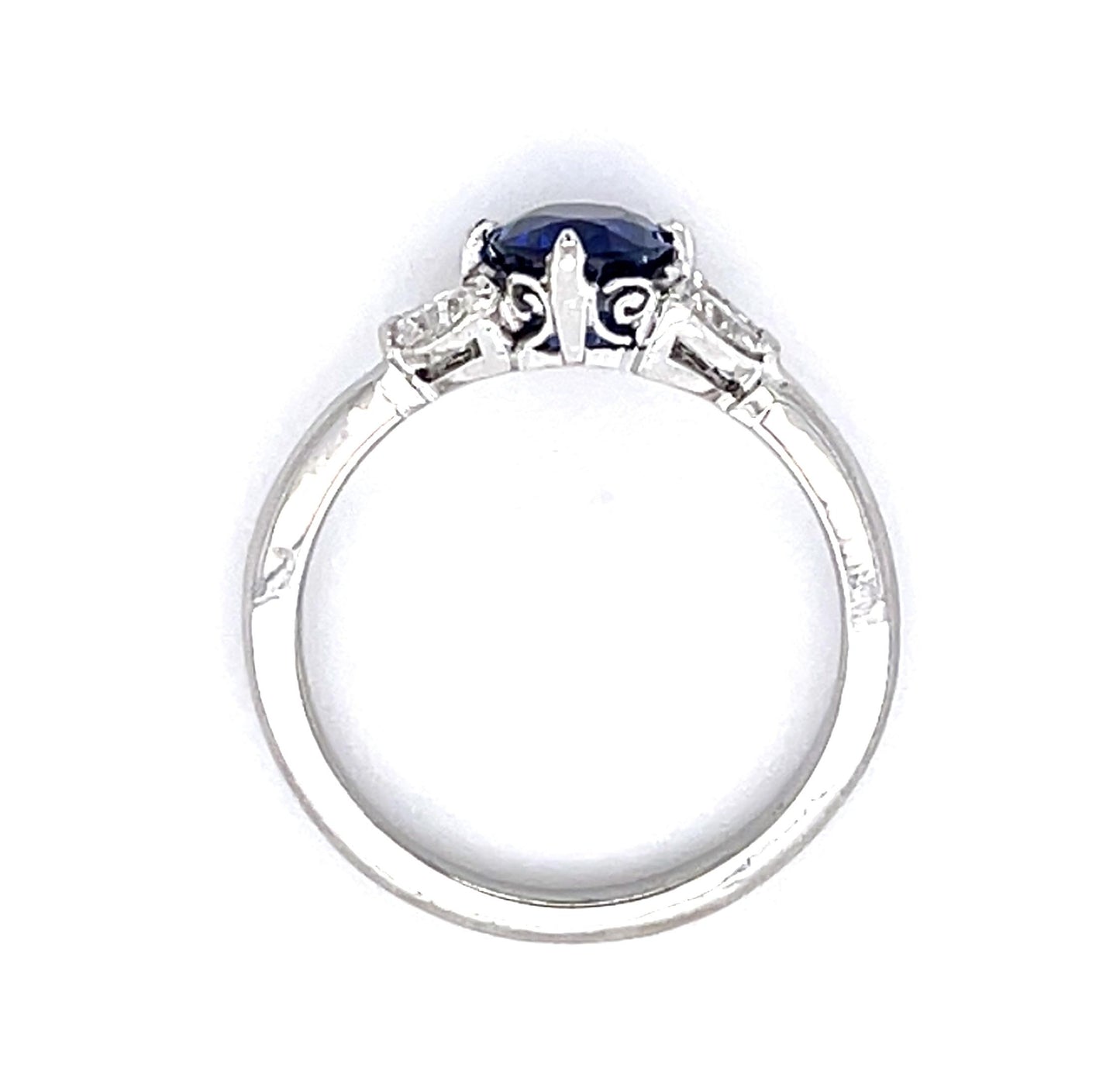 1.45ct Sapphire .38ct Diamond 18KW Ring 3.63g 6 Size