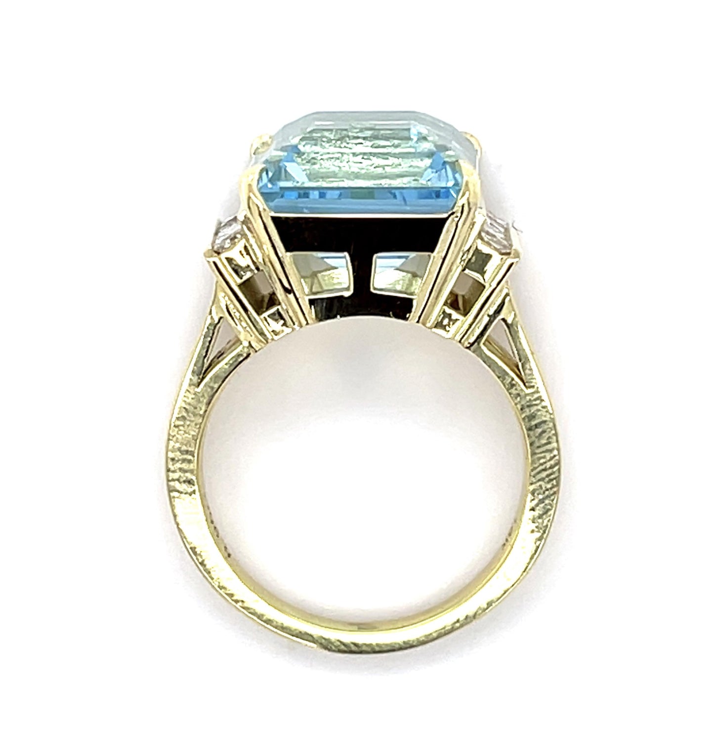 8.96ct Aquamarine .41ct Princess Diamond 14KY Ring 10.88g 7 Size