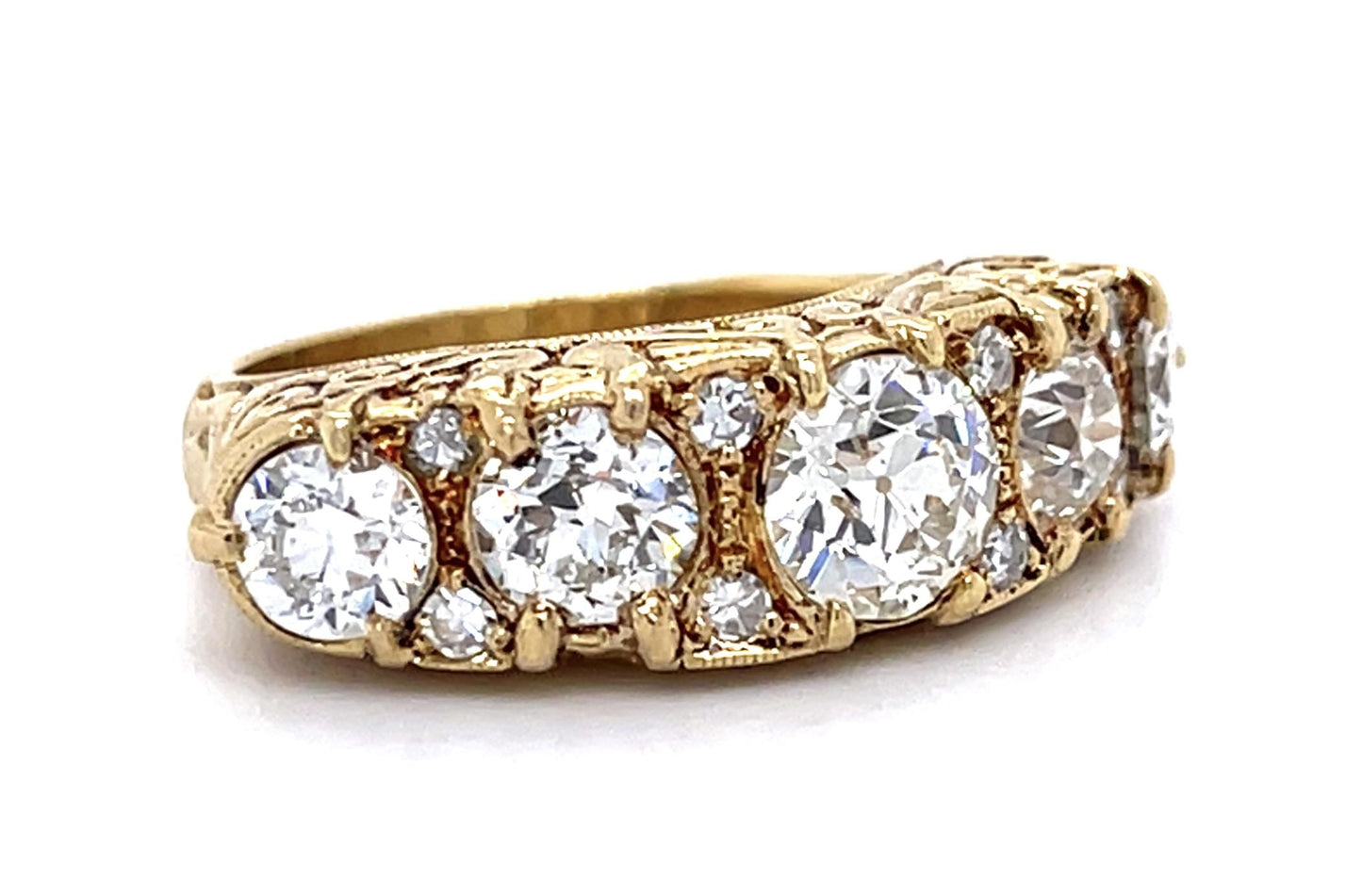 Five Stone Old European Diamond Handmade Ring