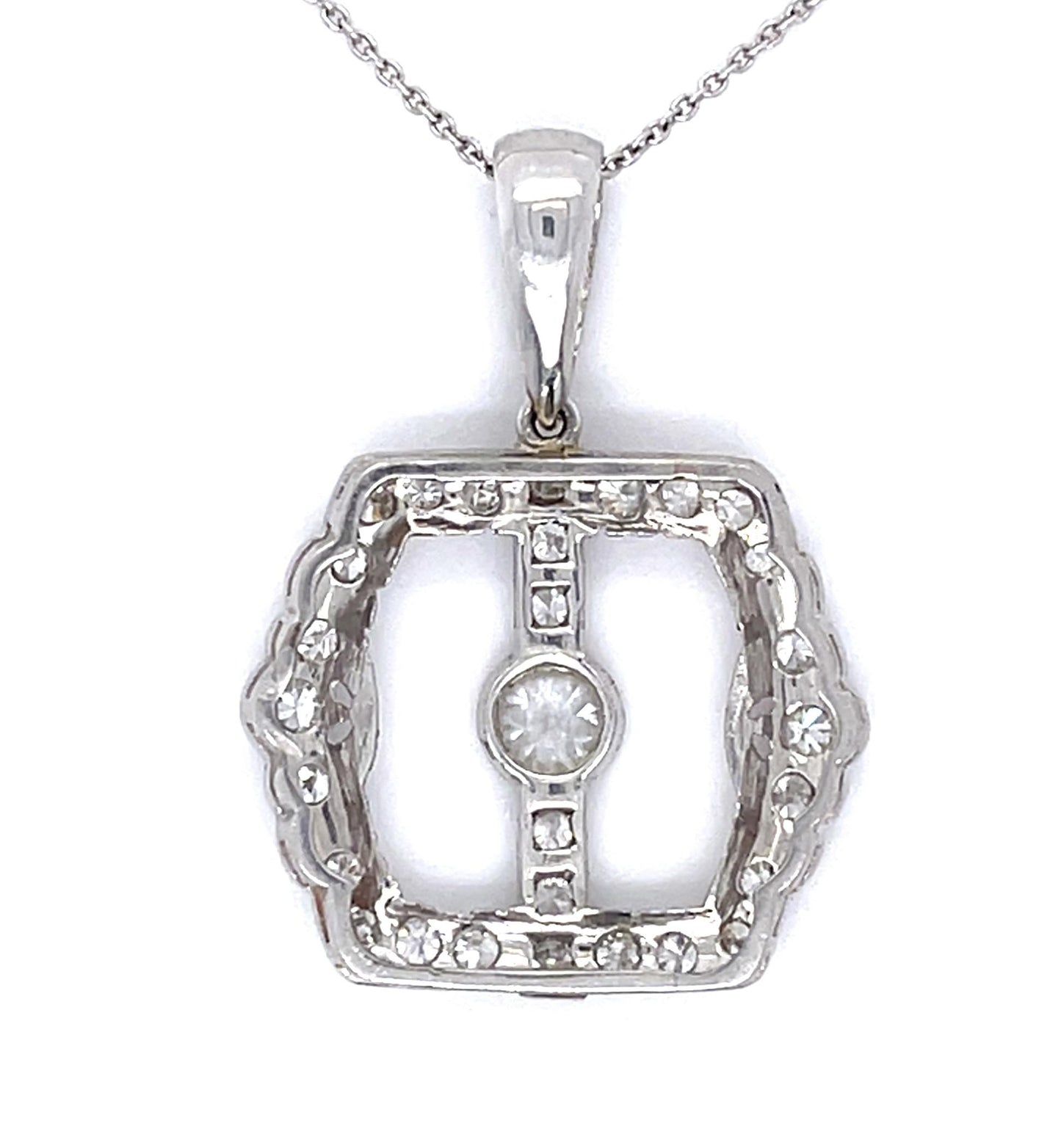 Art Deco .35ct Old European Diamond PT Pendant (Antique 1920s) 1ct SD
