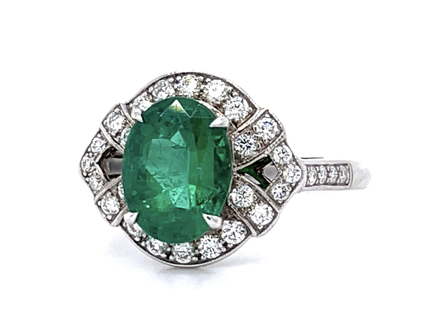 1.89ct Emerald .37ct Diamond 18KW Estate Ring 4.17g 6.50 Size