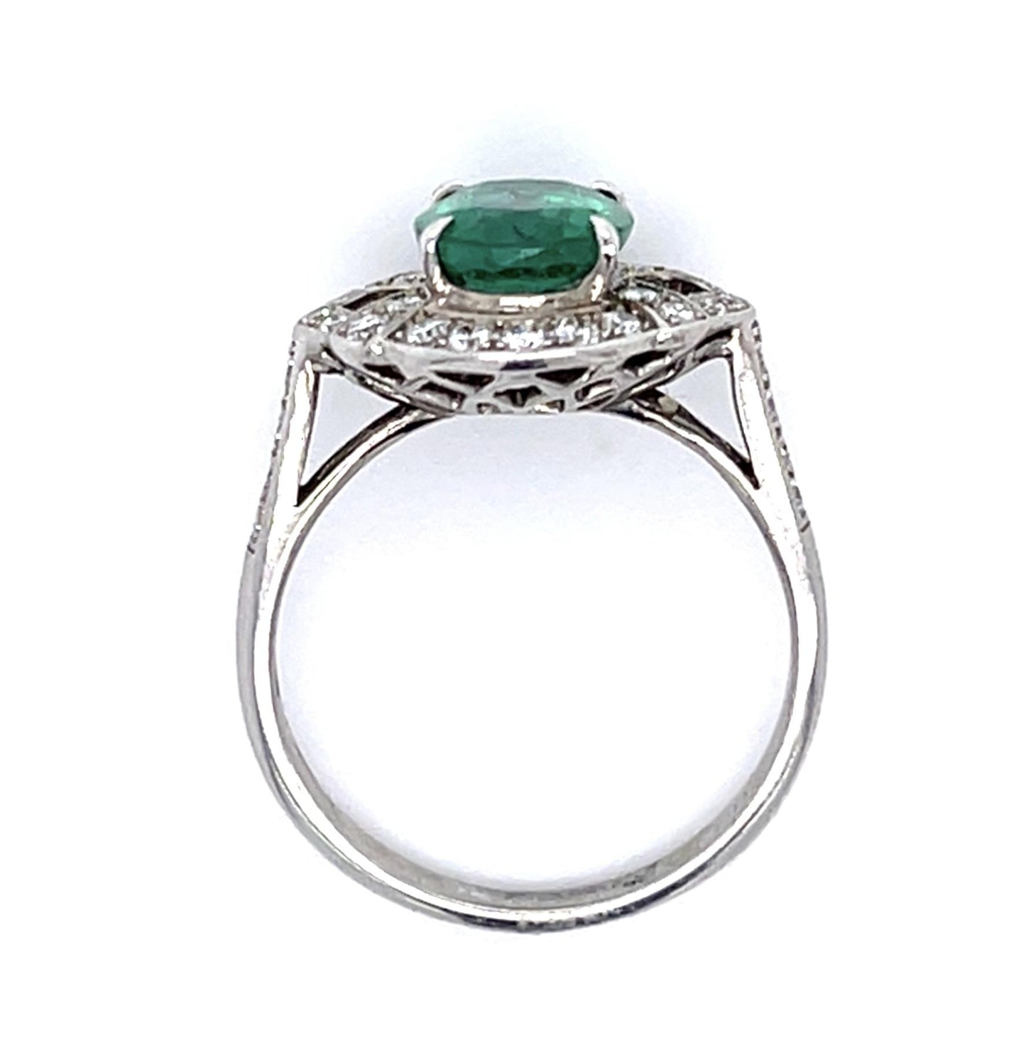 1.89ct Emerald .37ct Diamond 18KW Estate Ring 4.17g 6.50 Size