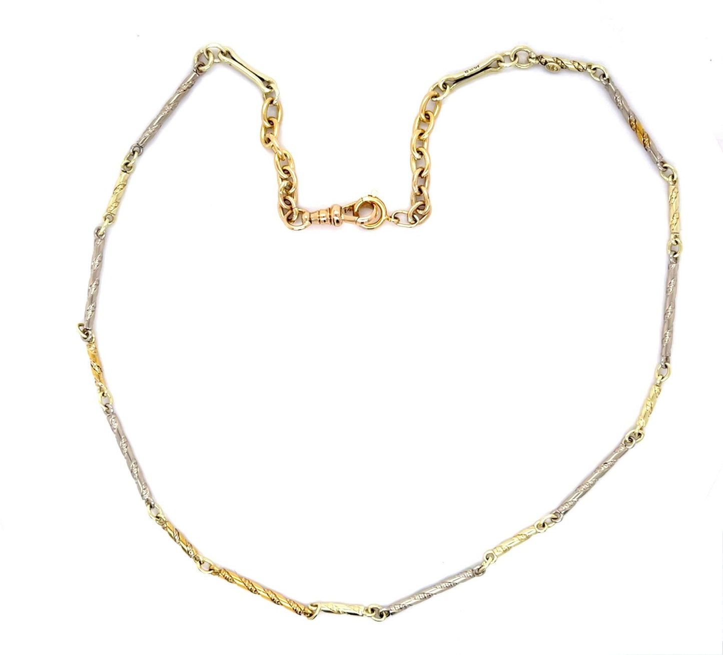 Art Deco 14K+18K Handmade Chain Necklace (Antique 1920s) 12.62g 16.25"