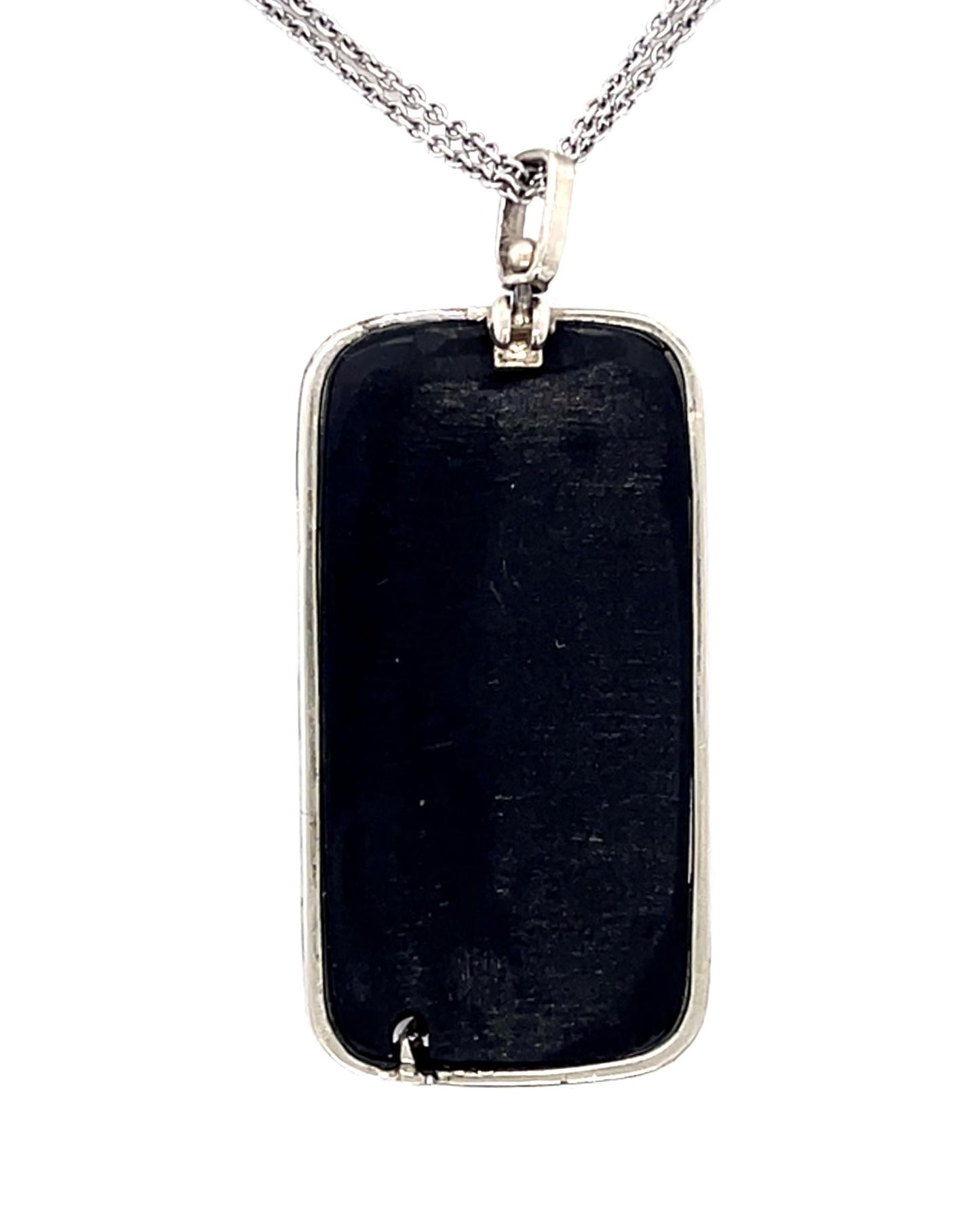 Art Deco 1ct (2 Old European Cut Diamond) Onyx PT Pendant (Antique 1920s)