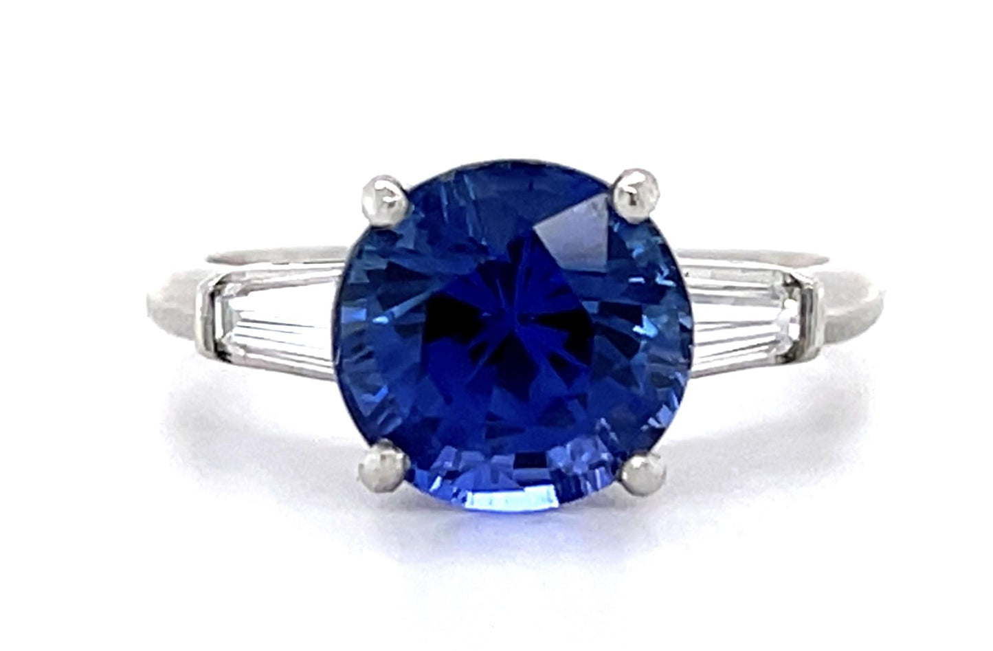 PL Sapphire & Diamond Ring 4.3gr 3.22ct(sap) 0.40ct twt(dia) Circa 1960s ESTATE