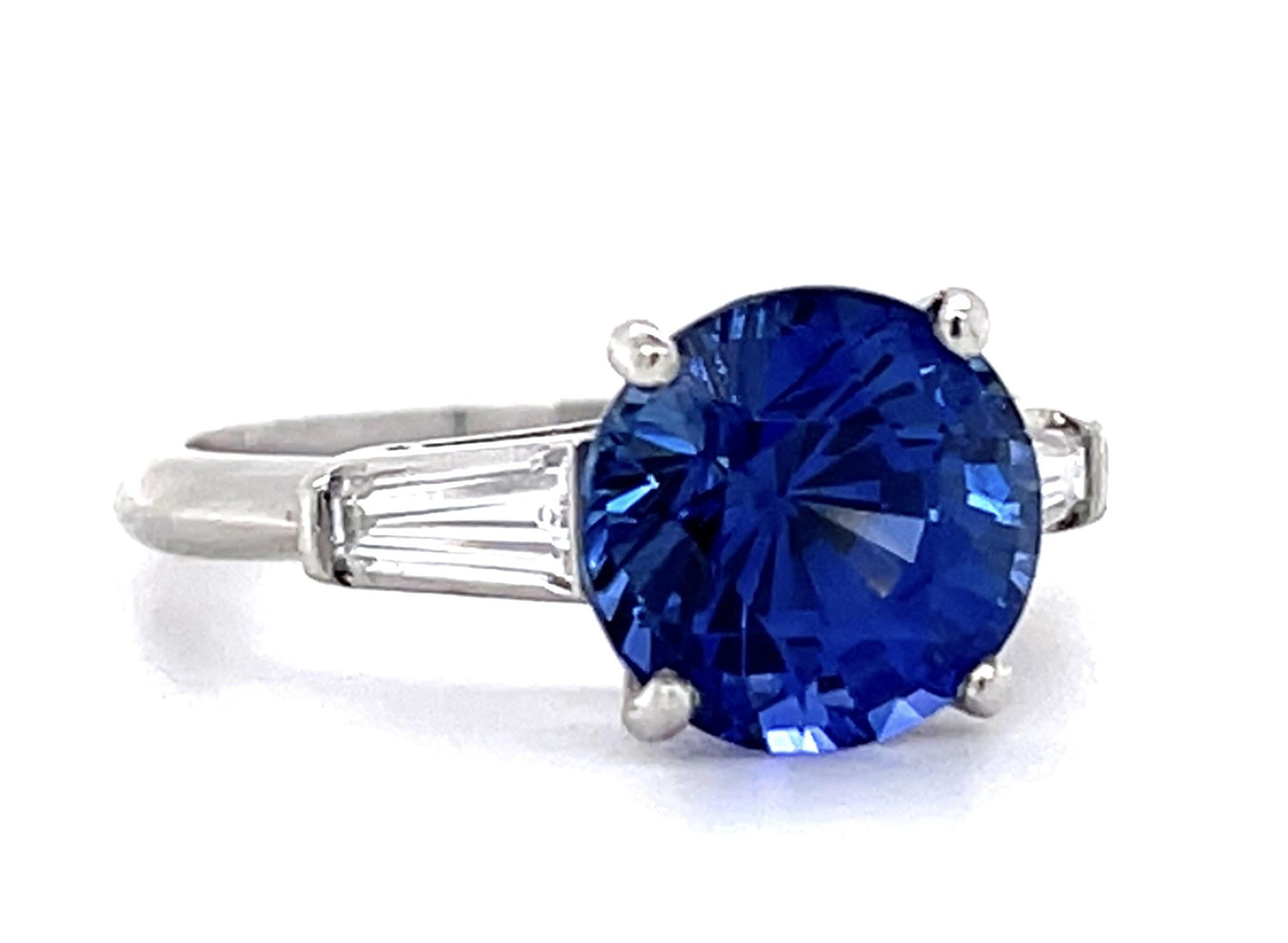 PL Sapphire & Diamond Ring 4.3gr 3.22ct(sap) 0.40ct twt(dia) Circa 1960s ESTATE