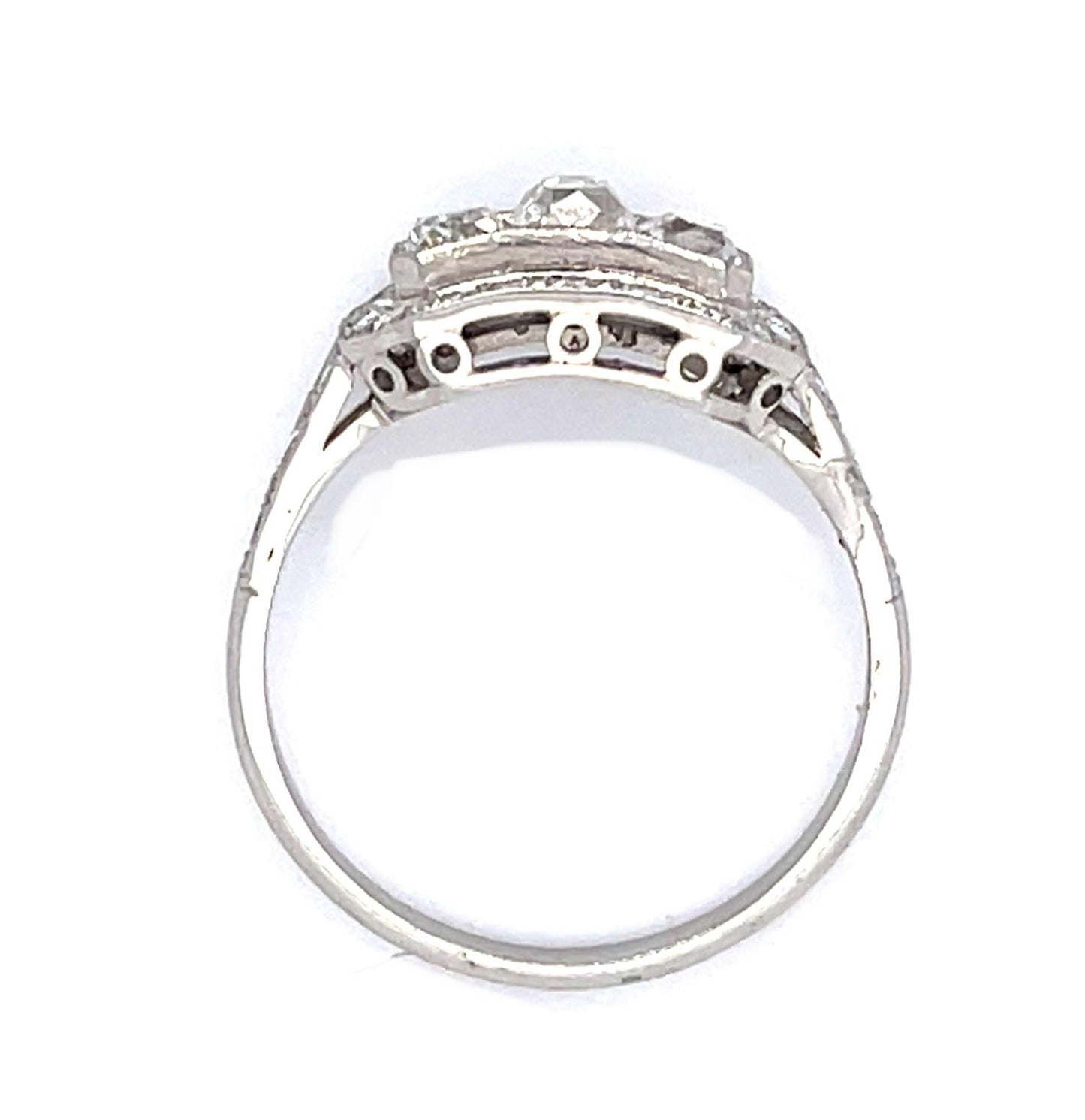 .54ct Old Mine Center Diamond PT Ring .76ct (2 SD) 7 Size 3.91g