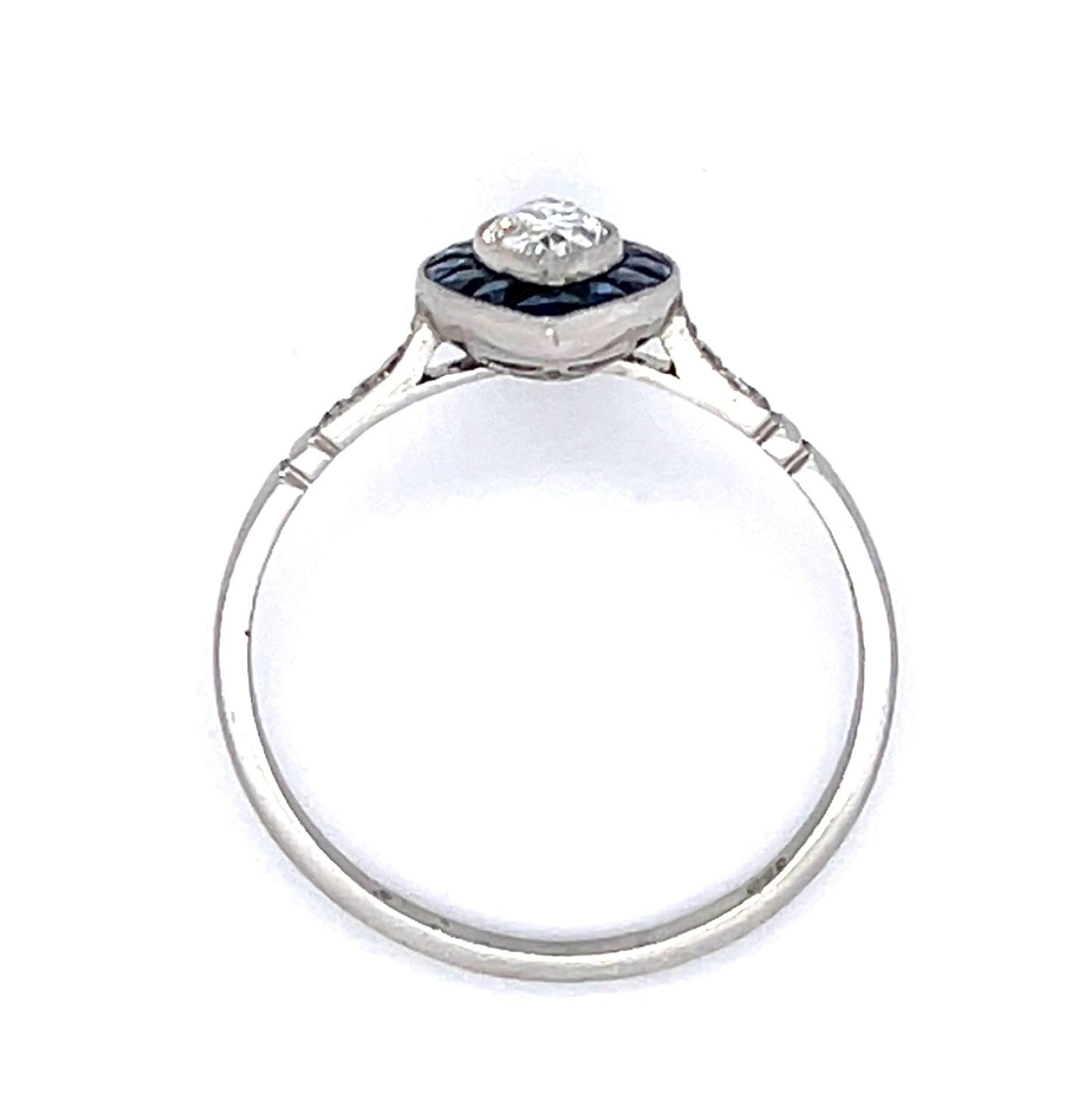 0.40ct Diamond & 0.42ctw Sapphire Ring Handmade Sd .06ct Size 7.25