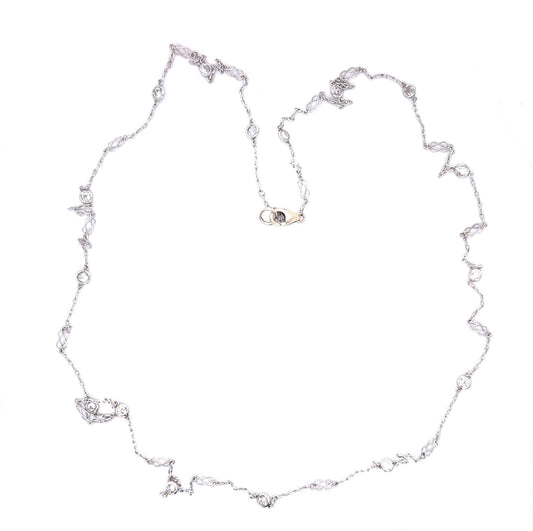 1.89ct Old European Diamond Platinum By The Yard Necklace 27" Length 5.74g