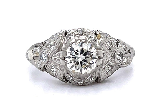 Art Deco .60ct Old European Diamond Platinum Ring (Antique 1920s)