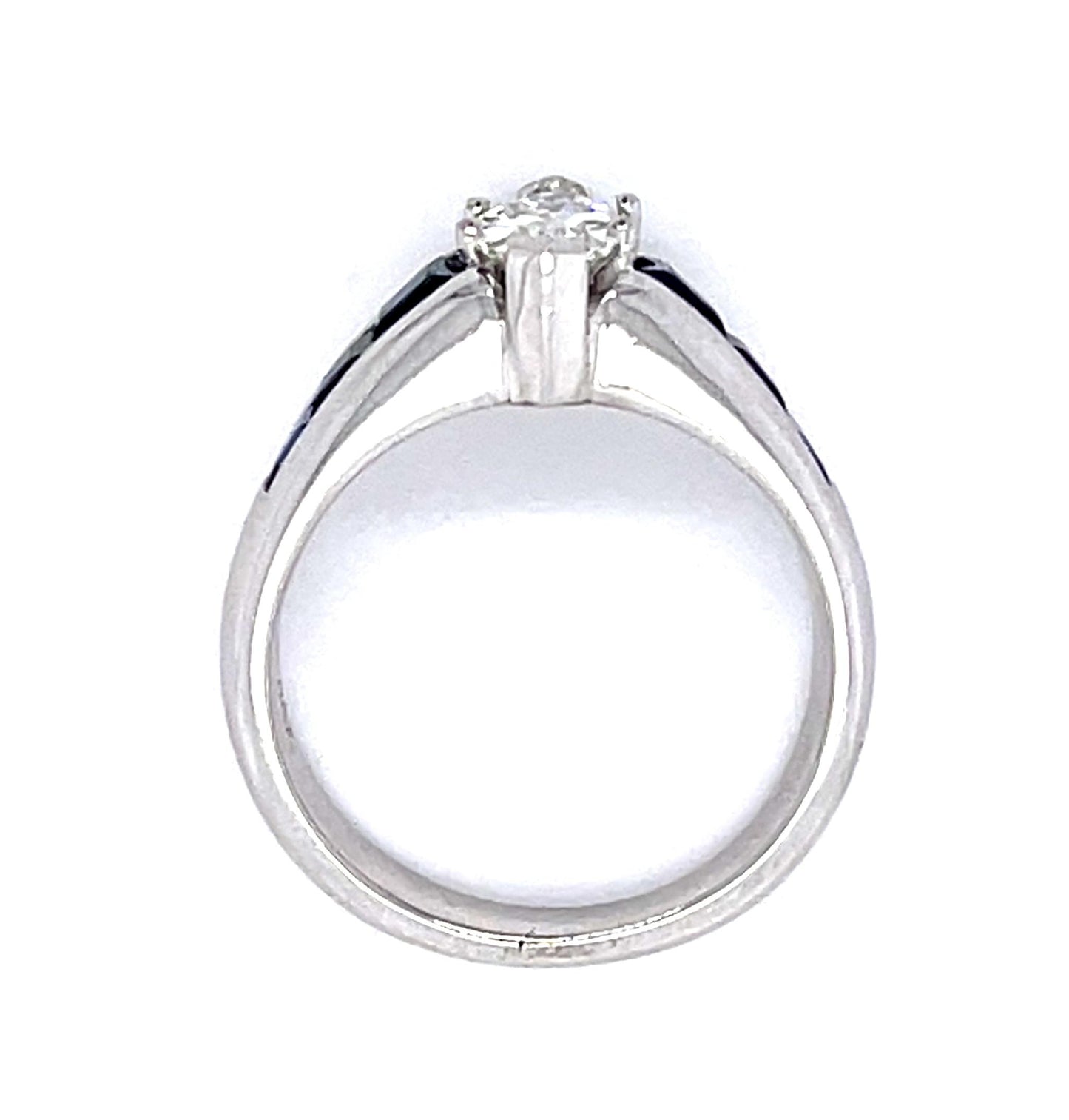 .70ct I VS2 Marquise Diamond 1ct Sapphire 18KW Ring