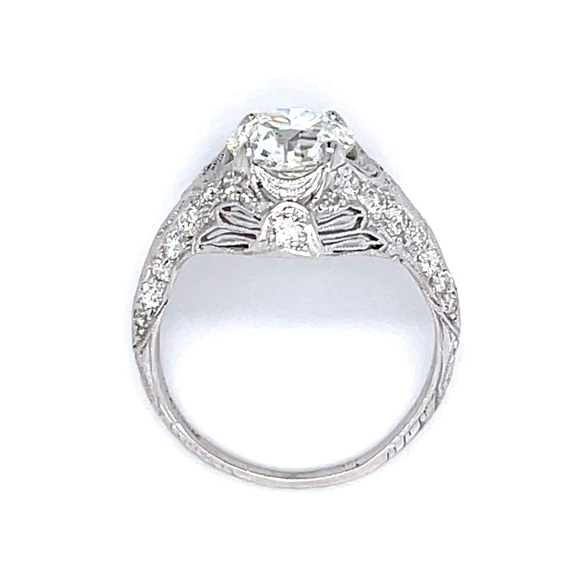 Original Art Deco 2.22ct I SI1 Old European Diamond Platinum Ring