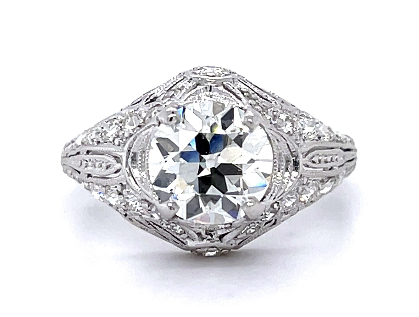 Original Art Deco 2.22ct I SI1 Old European Diamond Platinum Ring