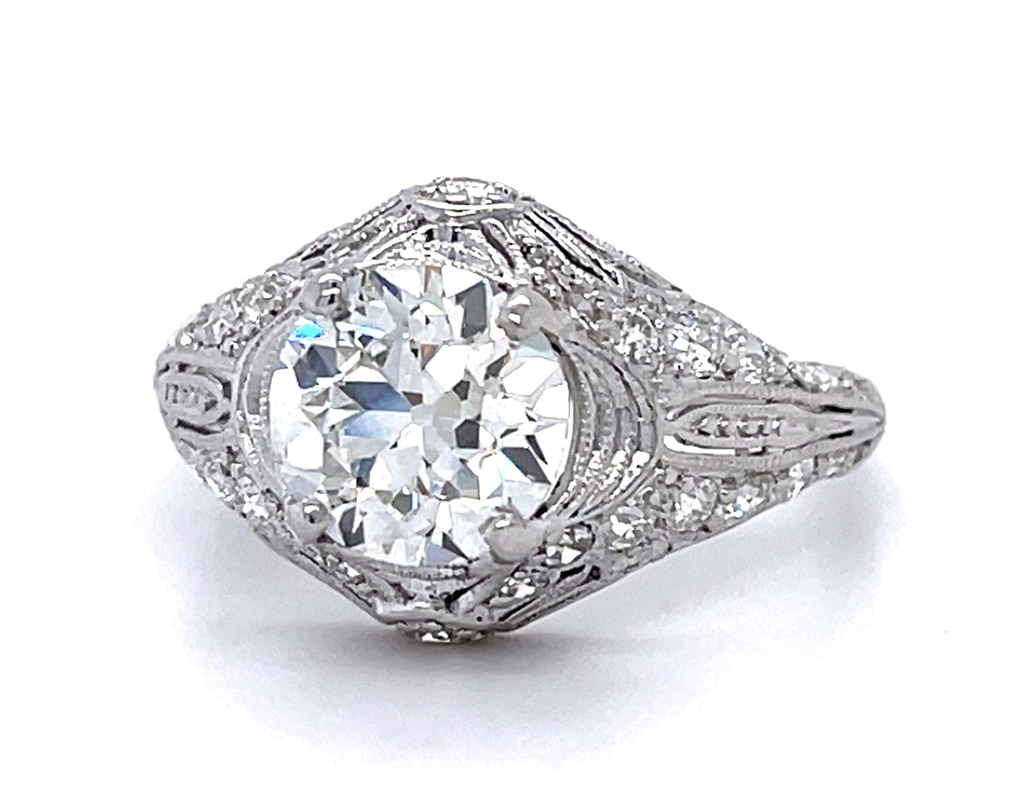 Original Art Deco 2.22ct I SI1 Old European Diamond Platinum Ring