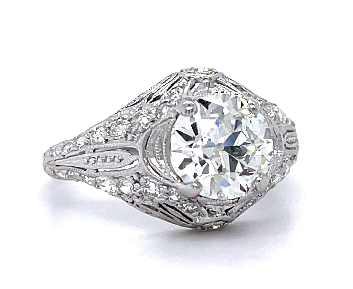 Original Art Deco 2.22ct I SI1 Old European Diamond Platinum Ring