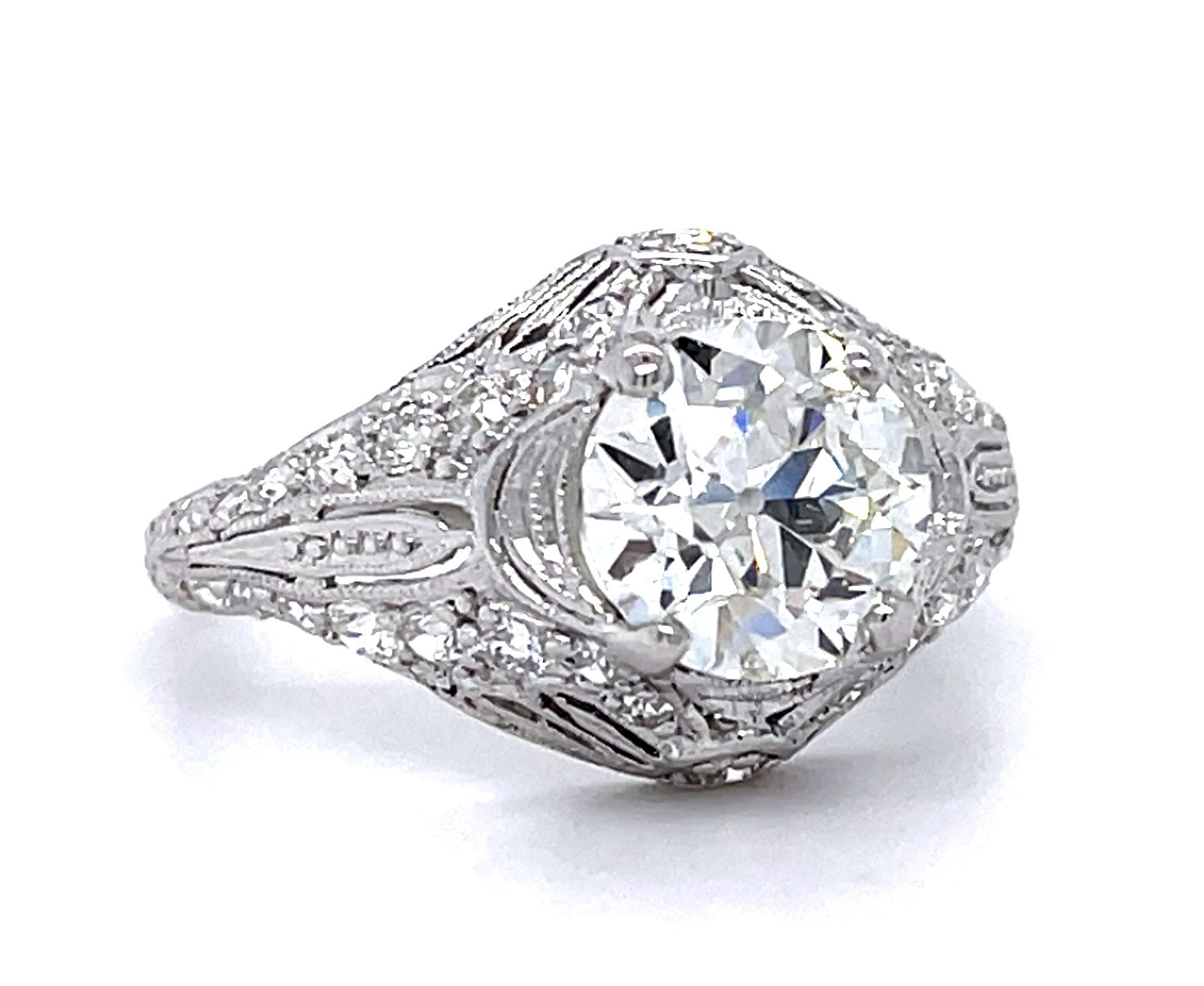Original Art Deco 2.22ct I SI1 Old European Diamond Platinum Ring