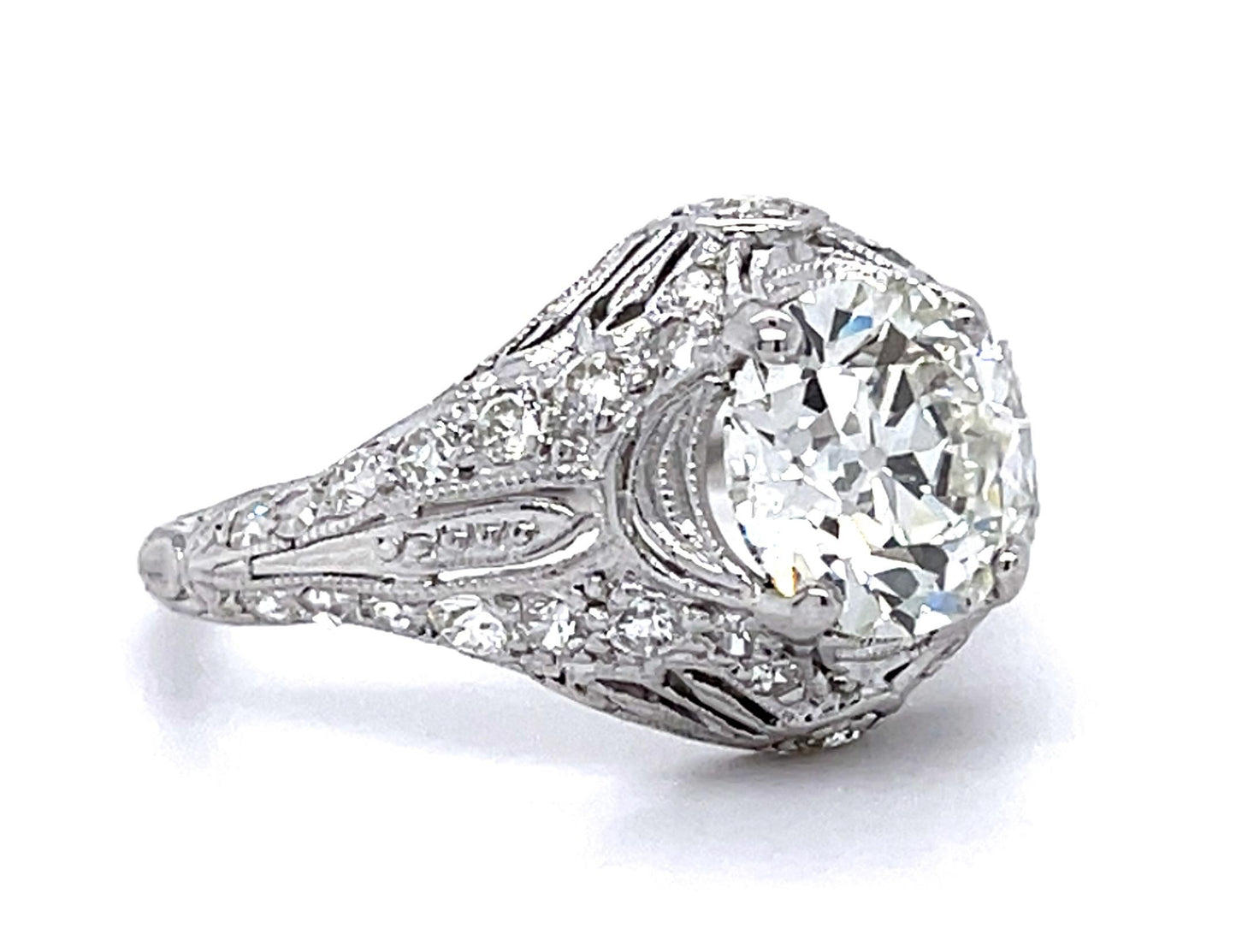 Original Art Deco 2.22ct I SI1 Old European Diamond Platinum Ring