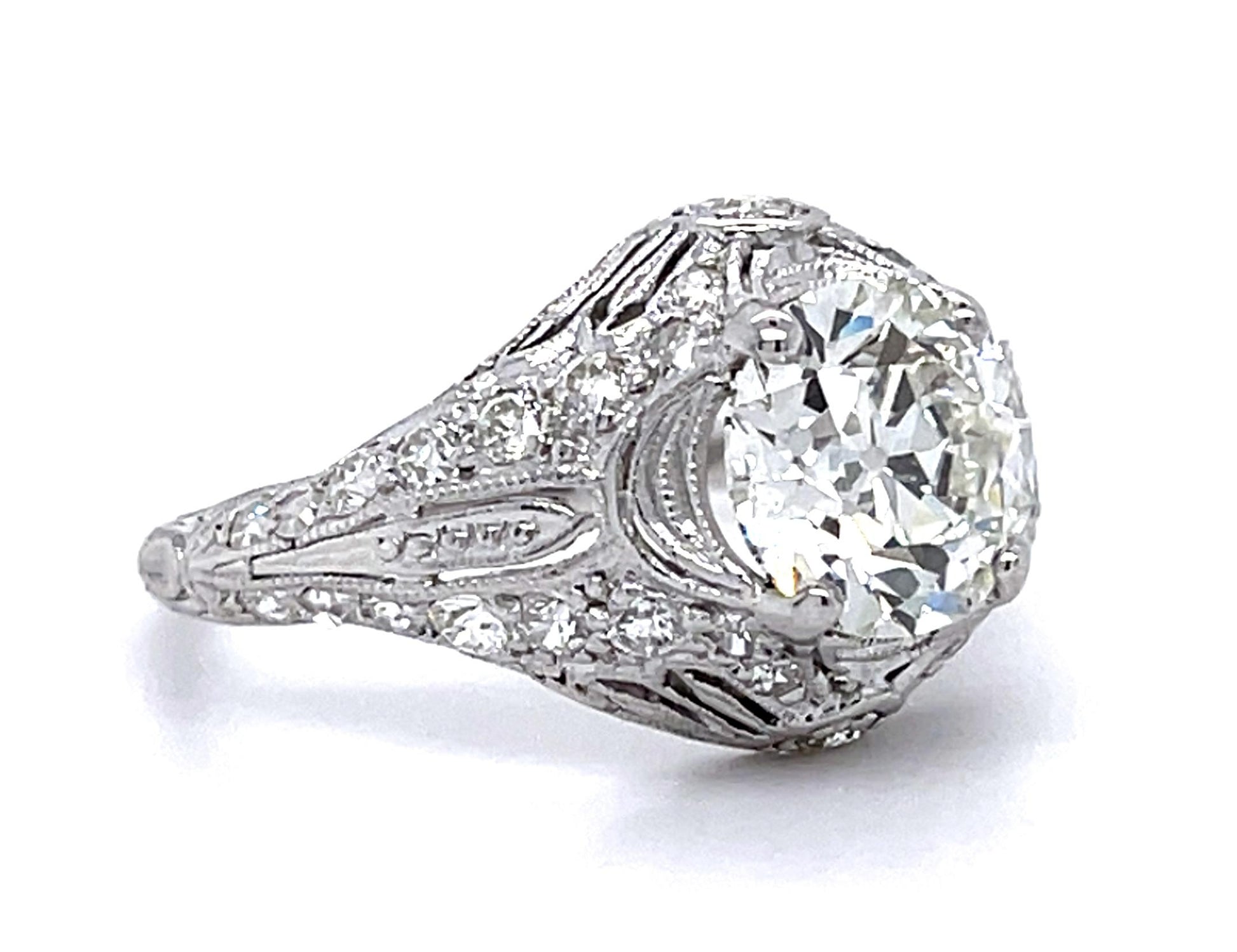 Original Art Deco 2.22ct I SI1 Old European Diamond Platinum Ring