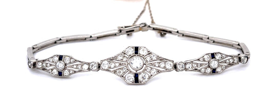 PT Diamond Art Deco Bracelet 11.5gr 0.25ct(dia) 1.50(sd) Circa 1920s