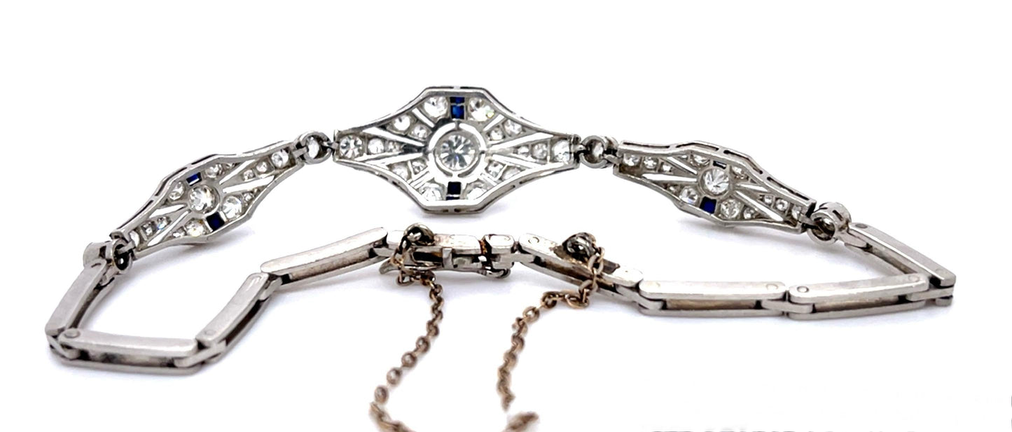 PL Diamond Art Deco Bracelet 11.5gr 0.25ct(dia) 1.50(sd) Circa 1920s