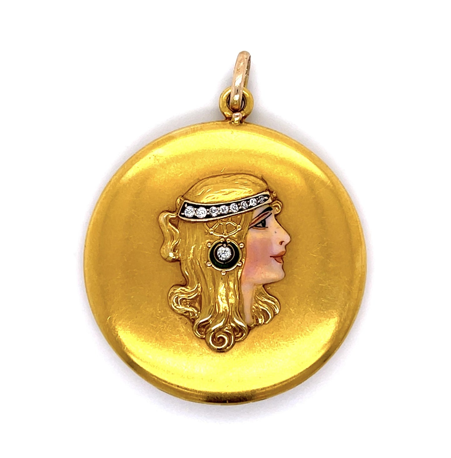 Original Art Nouveau .15ct Old Euro Diamond 14KY Locket Pendant (Antique 1900s)