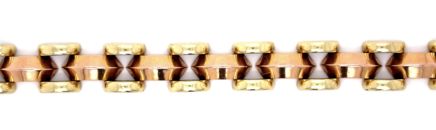 Original Retro 14KY 2 Tone Bracelet (Vintage 1940s) 28.02g 7.25"