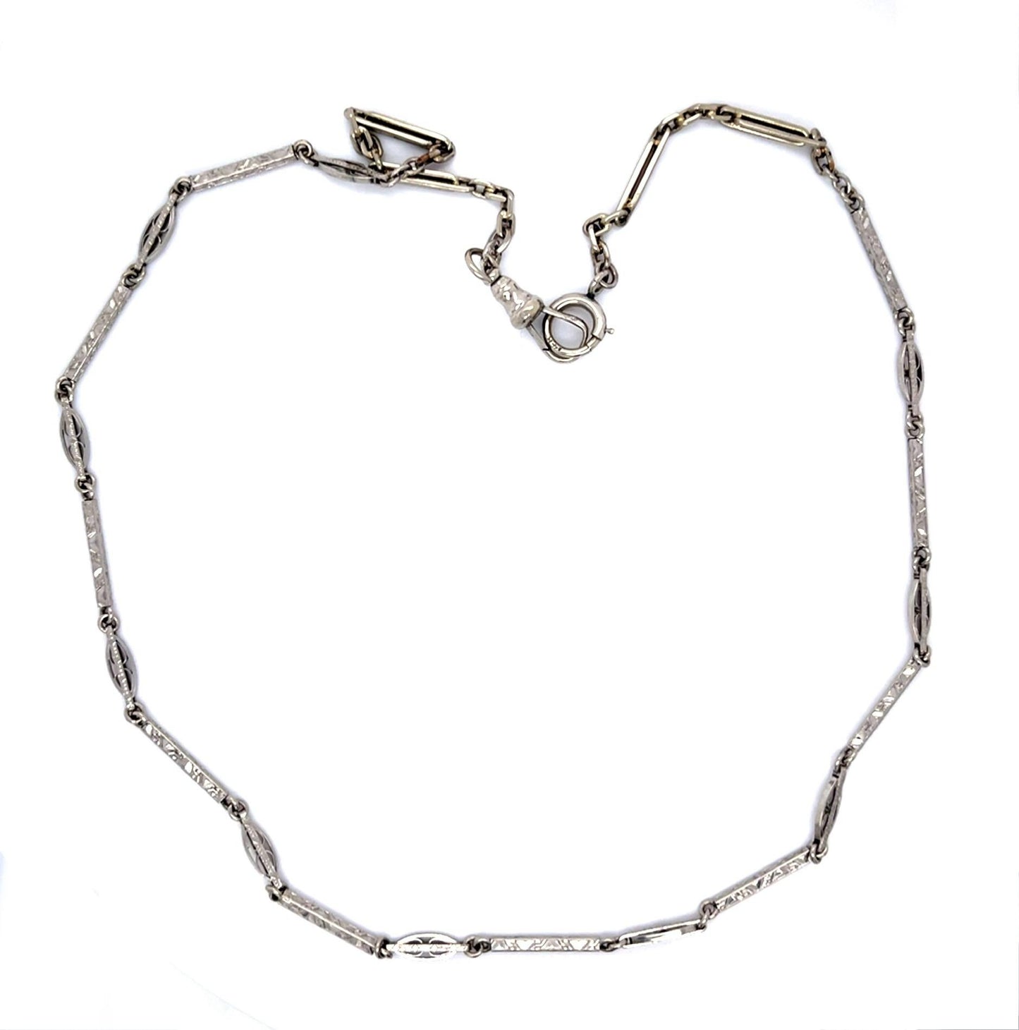 Art Deco 14KW Chain Necklace (Antique 1920s) 9.59g 16.50"
