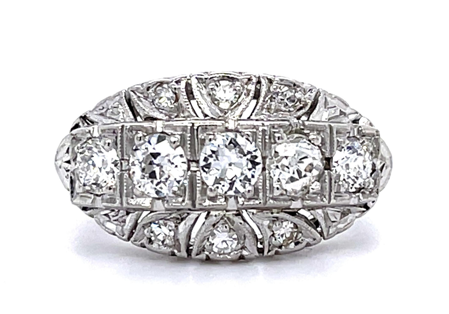 Art Deco .75ct Old European Diamond PT Ring (Vintage 1930s) .12ct SD 5.50g 7.50