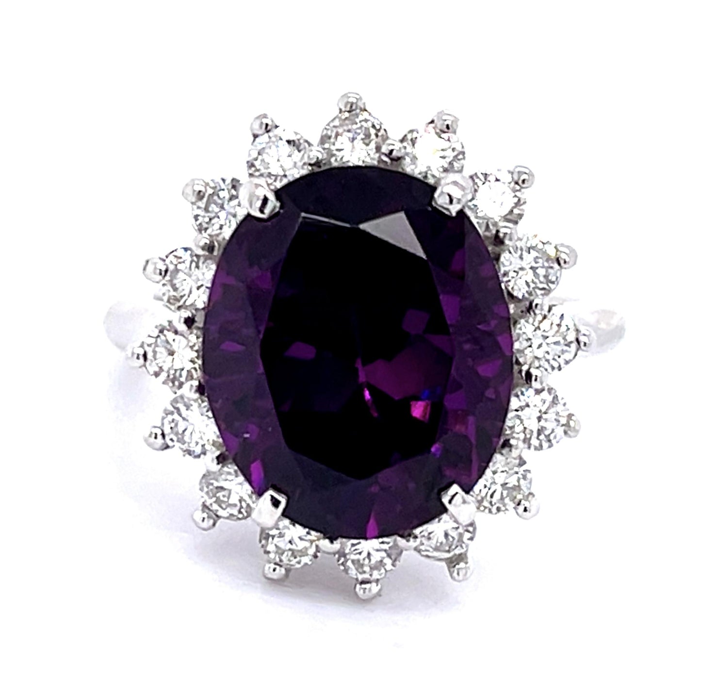 14KW Purple Mozambique Garnet & Diamond Ring 10.48ct(gr) 0.96ct twt(dia) ESTATE